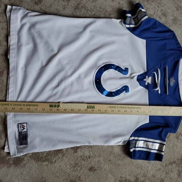 NFL Majestic Colts Indianapolis Jersey Lace Up Shirt Womens SZ L - Picture 6 of 8